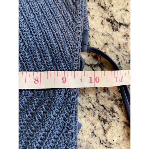 Xhiliration Blue Crocheted Knit Halter Bathing Suit Top Womens Blue 14 W - Picture 9 of 9